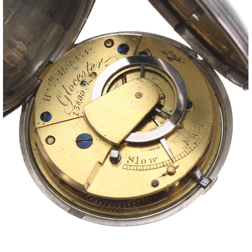 755 - Victorian silver verge hunter pocket watch, London 1839, the fusee movement signed W'm Mann, Glocest... 