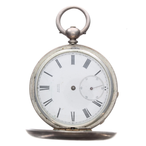 756 - Baume Genéve silver cylinder hunter pocket watch, signed three quarter plate gilt frosted movement w... 