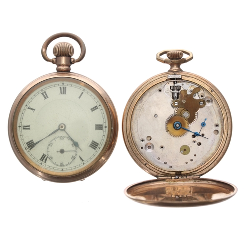 757 - Thos Russell & Son gold plated lever hunter pocket watch for repair, signed 15 jewel movement, l... 