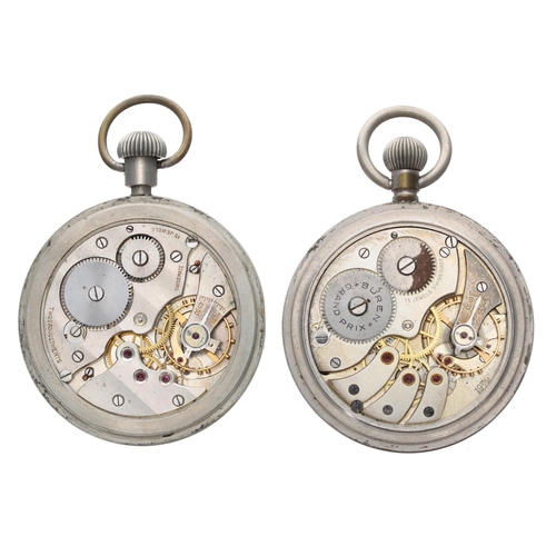 760 - RYF & Marchand Ltd Military nickel cased lever pocket watch, 15 jewel two adjustments movement w... 