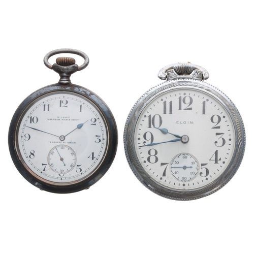 770 - Waltham gunmetal lever pocket watch in need of attention, signed movement, no. 18739629, the dial wi... 