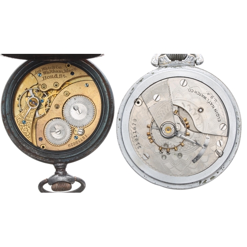 770 - Waltham gunmetal lever pocket watch in need of attention, signed movement, no. 18739629, the dial wi... 