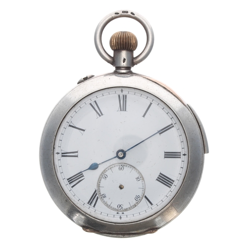 772 - Silver (0.935) repeating pocket watch in need of repair, the movement with compensated balance, regu... 