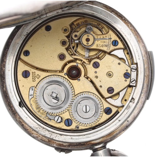 772 - Silver (0.935) repeating pocket watch in need of repair, the movement with compensated balance, regu... 