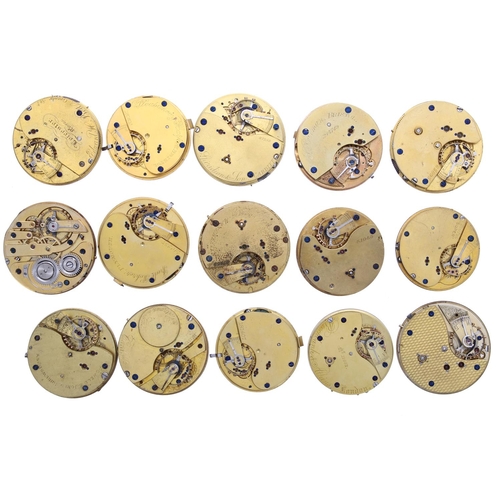 781 - Fifteen lever pocket watch movements with dials principally for repair