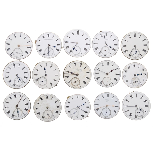 781 - Fifteen lever pocket watch movements with dials principally for repair