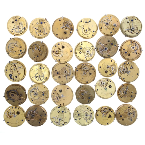 786 - Twenty nine fusee lever pocket and fob watch movements principally for repair to include makers W Da... 