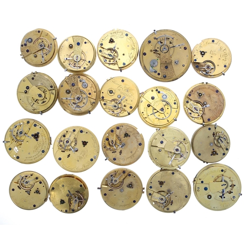 787 - Twenty fusee lever pocket watch movements principally for repair to include makers Swinden & Son... 