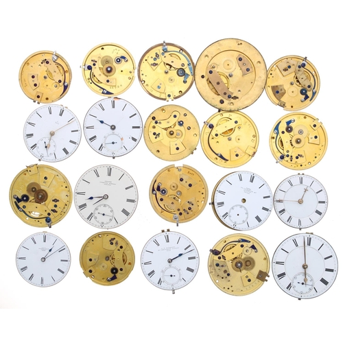 787 - Twenty fusee lever pocket watch movements principally for repair to include makers Swinden & Son... 