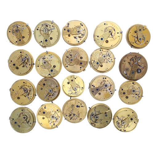 788 - Twenty fusee lever pocket watch movements principally for repair to include makers Will'm Holmes; H.... 