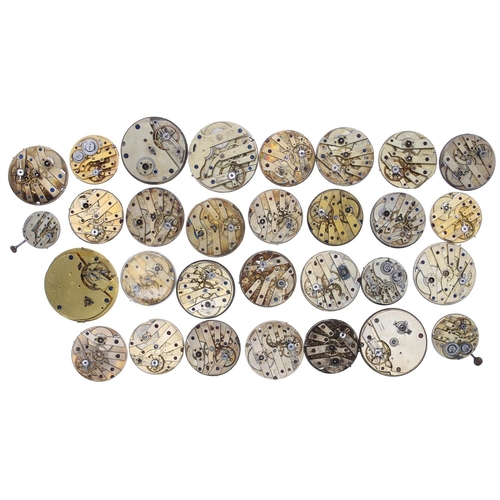 791 - Fusee cylinder pocket watch movement for repair, signed Bracebridge's, London; together with twenty ... 