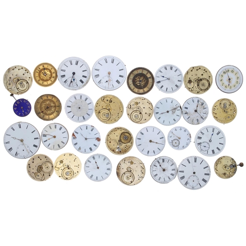 791 - Fusee cylinder pocket watch movement for repair, signed Bracebridge's, London; together with twenty ... 