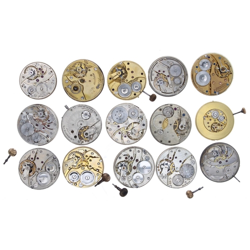 792 - Longines cal. 18.68N lever pocket watch movement; together with a selection of lever pocket watch mo... 