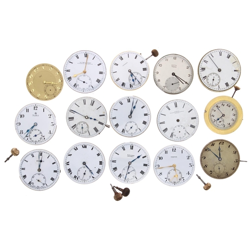 792 - Longines cal. 18.68N lever pocket watch movement; together with a selection of lever pocket watch mo... 