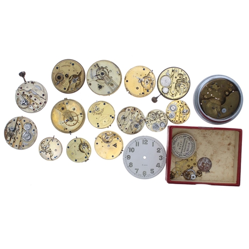 794 - Selection of lever pocket watch and fob watch movements to include makers H. Samuel, Baunmgart, Pear... 