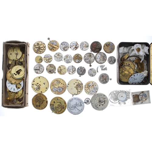 796 - Two fusee verge pocket watch movements for repair, together with a centre seconds lever pocket watch... 