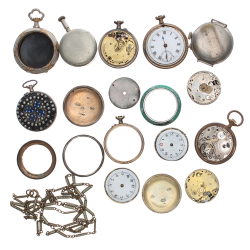 807 - Assorted enamel fob watches for spares or repair, cases and case parts, movements etc... 