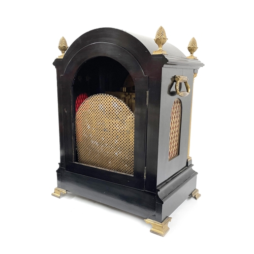 1154 - Good English triple fusee ebonised and ormolu mounted boardroom clock, the 7.5