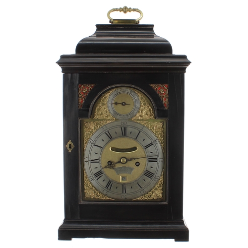 1230 - English ebonised double fusee verge bracket clock, the 7