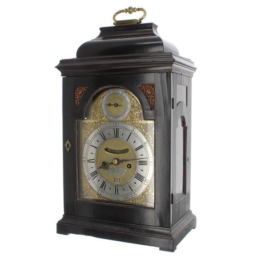 1230 - English ebonised double fusee verge bracket clock, the 7