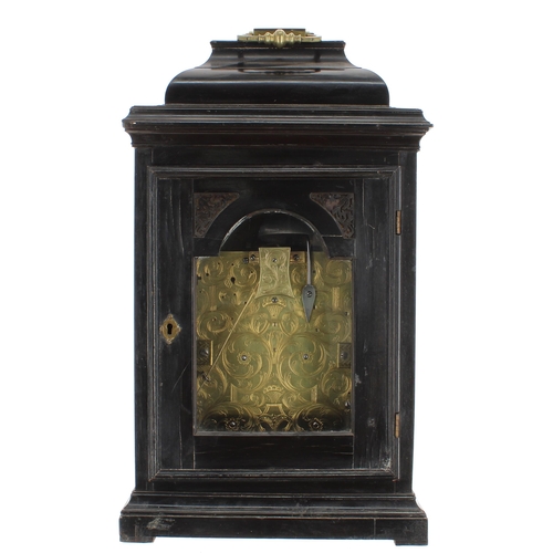 1230 - English ebonised double fusee verge bracket clock, the 7