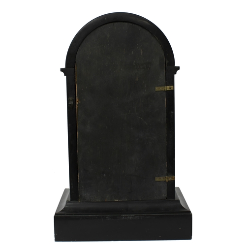 1265 - French black marble two train mantel clock, the movement with outside countwheel and striking on a b... 