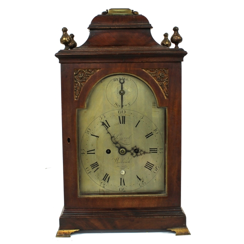 1236 - English mahogany double fusee bracket clock, the 7