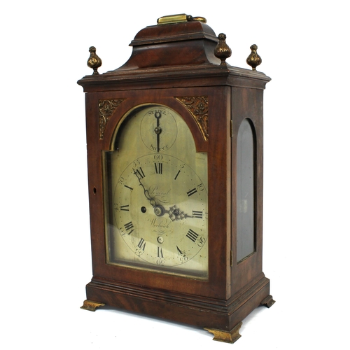 1236 - English mahogany double fusee bracket clock, the 7