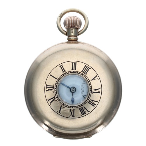 274 - J.W. Benson 9ct lever half hunter pocket watch with an Albert watch chain, the watch hallmarked Lond... 