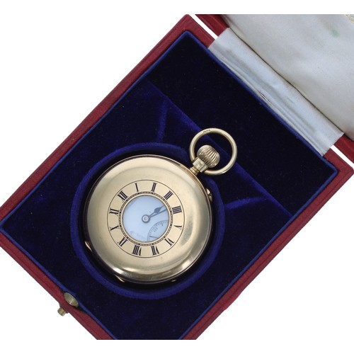 253 - J.W. Benson 18ct lever half hunter pocket watch, London 1926, the 'bank' three-quarter signed moveme... 