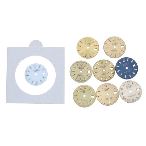 600 - Rolex - nine assorted ladies dials including Datejust and Date models, with Rolex aluminium parts ti... 