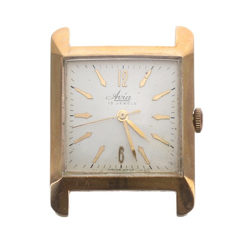 199 - Elgin 10k gold filled gentleman's wristwatch, rectangular signed silvered dial with Arabic numerals ... 