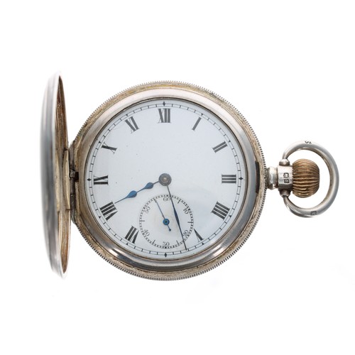 285 - Silver hunter lever pocket watch, Birmingham 1923, Swiss 'LTG' movement (L Tieche Gammeter), Roman n... 