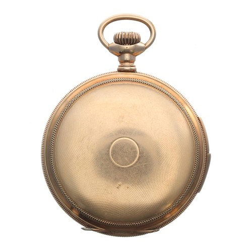 246 - Gold plated quarter repeating lever set hunter pocket watch, unsigned movement with compensated bala... 