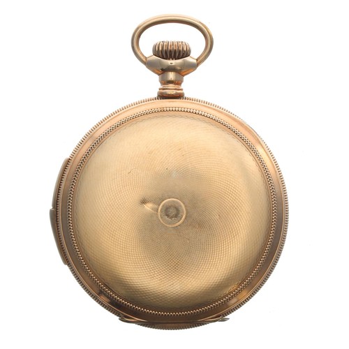 246 - Gold plated quarter repeating lever set hunter pocket watch, unsigned movement with compensated bala... 