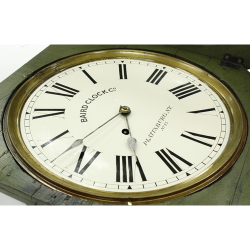 1284 - American advertising single train drop dial wall clock signed Baird Clock Co. Plattsburg N.Y., no. 1... 