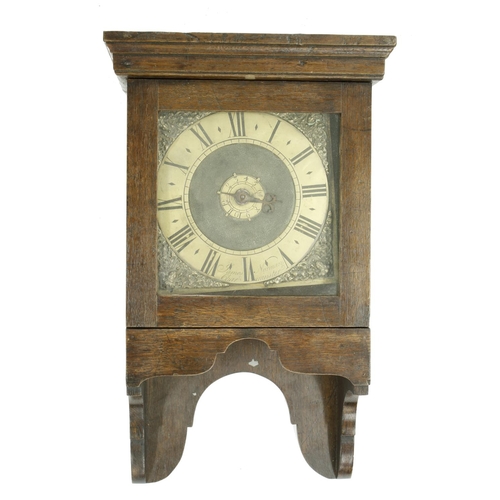 1287 - Early English oak cased hooded single train wall clock with alarm, the 8