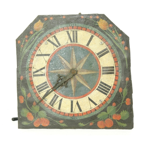 1289 - Interesting early German verge hoop and spike iron cased wall clock, the 10