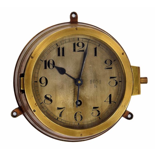 1308 - Rare and interesting Kriegsmarine German U-Boat bulkhead clock, the 6.25