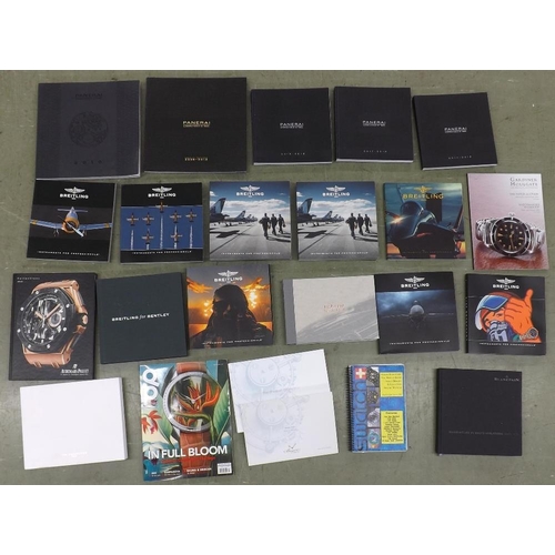 672B - Selection of wristwatch catalogues to include eight Breitling; Breitling For Bentley; five Panerai; ... 