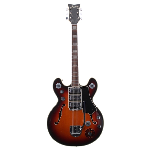 87 - 1970s Welson DS/2T hollow body electric guitar, made in Italy; Body: sunburst finish, minor surface ... 