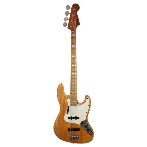 91 - 1974 Fender Jazz Bass guitar, made in USA, ser. no. 6xxxx7; Body: natural finish, relacquered/varnis... 