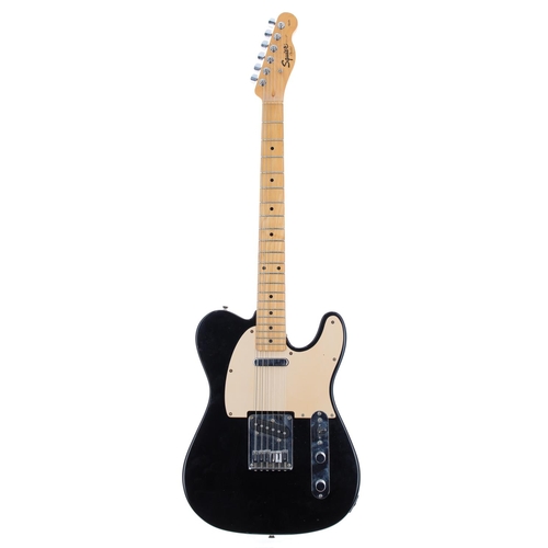 106 - Squier by Fender Affinity Series Tele electric guitar, crafted in China; Body: black finish, dings t... 