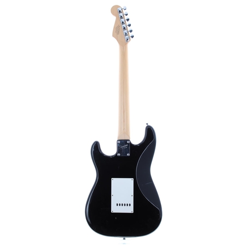 107 - Squier by Fender Bullet Strat electric guitar; Body: black finish, finish loss blemishes, further mi... 