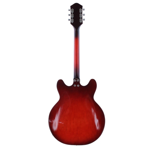 124 - 1964 Harmony H77 semi-hollow body electric guitar, made in USA, ser. no. 3xx2; Body: cherry sunburst... 