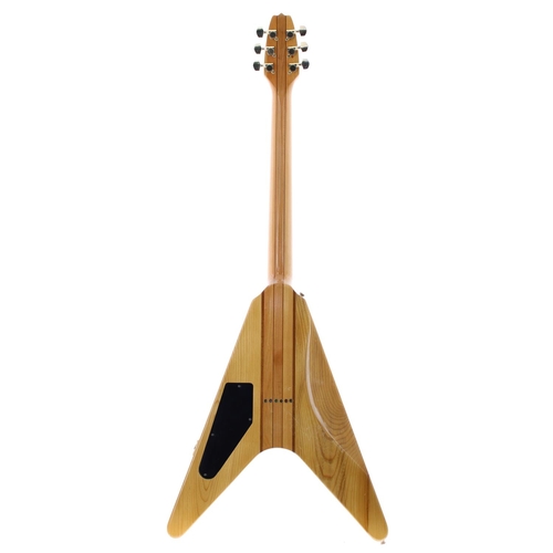 149 - 1980s Kay Flying V electric guitar; Body: natural finish, buckle wear and scratches to the back, fur... 