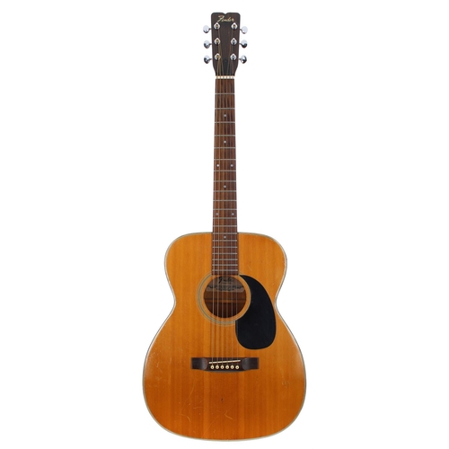 166 - 1980s Fender F-25 acoustic guitar; Back and sides: mahogany, many scratches and dings; Top: spruce, ... 