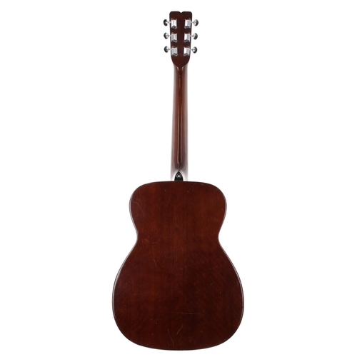 166 - 1980s Fender F-25 acoustic guitar; Back and sides: mahogany, many scratches and dings; Top: spruce, ... 