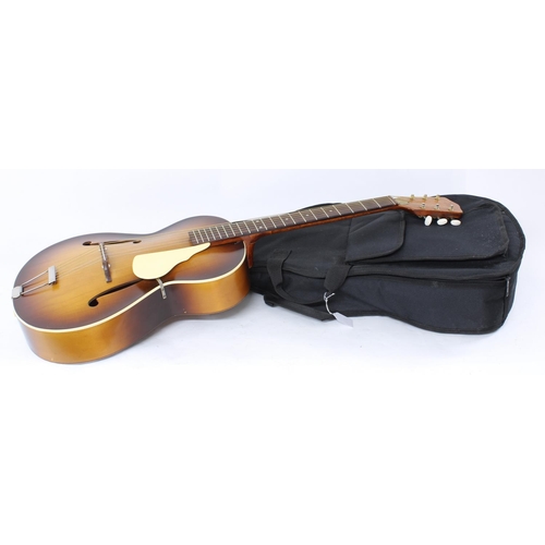 172 - Hawk/Framus small body archtop acoustic guitar; Body: tobacco burst finish, generally good for age w... 