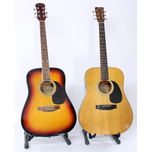 193 - Fender F-03 acoustic guitar, soft bag; together with a Freshman FA100TSV acoustic guitar, gig bag (2... 